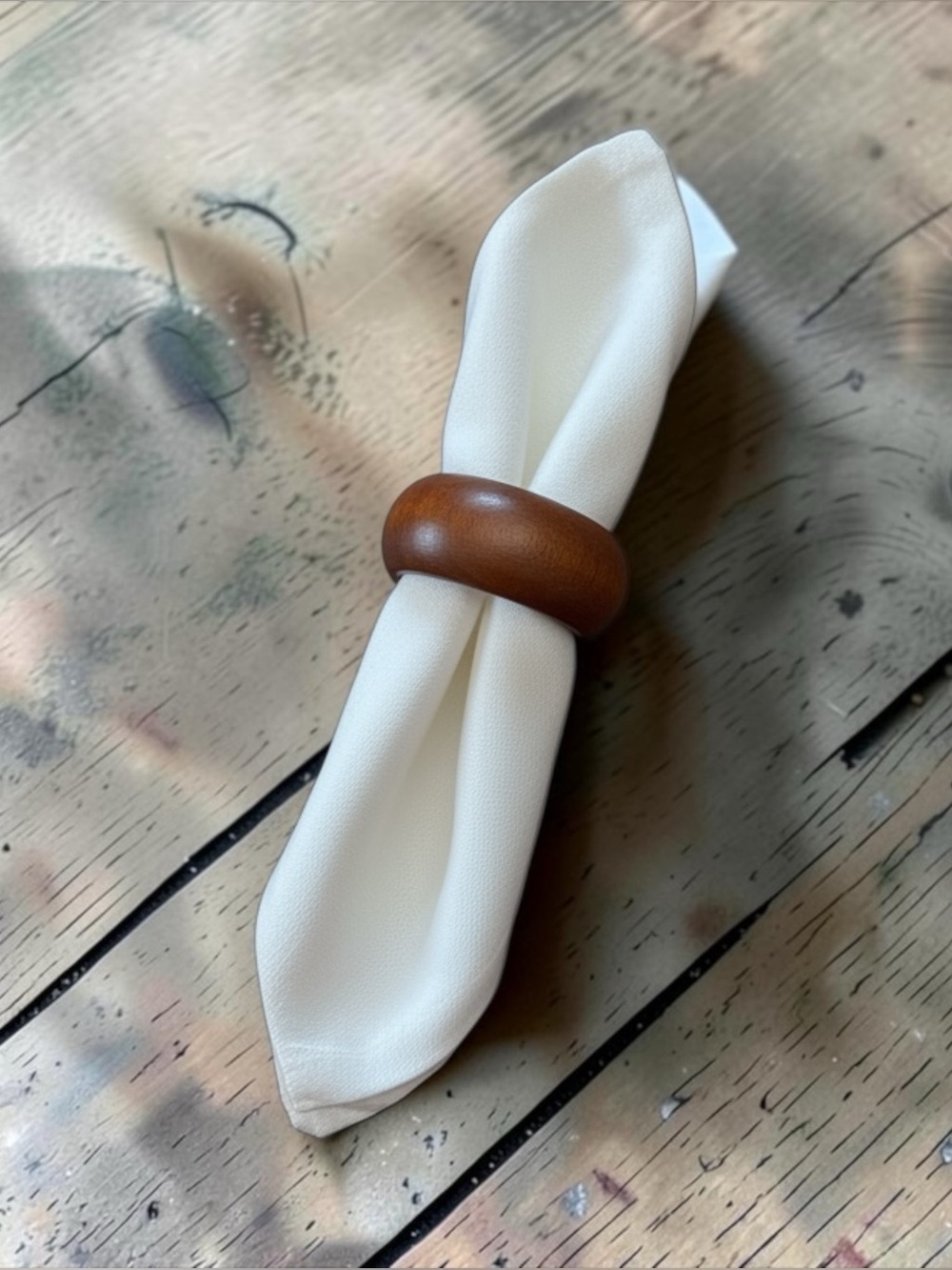 Vintage Wooden Napkin Rings Set of 6 Rustic Boho Table Decor